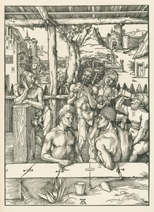 男風呂、1496-97年頃（木版画） 作： アルブレヒト・デューラーまたはデューラー