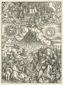 第五の封印と第六の封印の開封。聖ヨハネの黙示録 1497-98年頃（木版画） 作： アルブレヒト・デューラーまたはデューラー