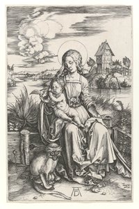猿を連れた聖母」1498年頃（ビュラン製エングレーヴィング 作： Albrecht Dürer