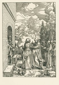 訪問-聖マリアが聖女エリザベートを訪問する場面 1503-04年頃（木版画） 作： アルブレヒト・デューラーまたはデューラー