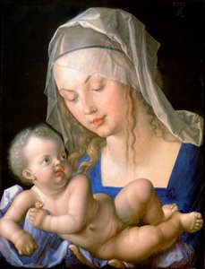 食べかけの梨を持った処女と子供 作： Albrecht Dürer