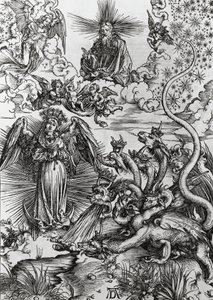 アポカリプスの女と7つの頭を持つ竜、アポカリプス 作： Albrecht Dürer