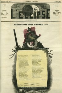 1869年の予言。ロレンツ著「日食」1月10日号の表紙