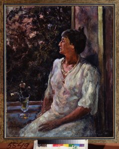 詩人アンナ・アフマートワ（アフマートワ）（1889-1966）の肖像画 作： Aleksandr Aleksandrovich Osmerkin