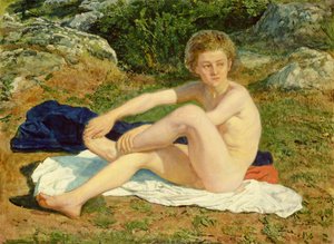 裸の少年、「人々の前でのキリストの出現」のための研究、1840-50