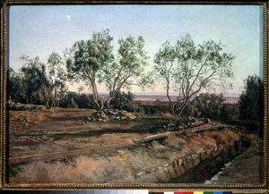 「アルバーノ墓地近くのオリーブの木」アレクサンドル・イワノフ（1806-1858）による絵画、1845年国立トレチャコフ美術館、モスクワ 作： Aleksandr Andreevich Ivanov