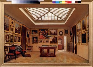 ビリヤード場にて。 Alexander Ivanovich Morozov（1835-1904）による絵画、キャンバスに油彩 作： Aleksandr Ivanovich Morozov
