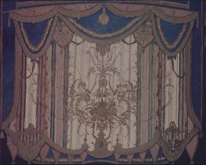 劇場演劇のためのカーテンのデザインM.レルモントフ作の仮面舞踏会、1917年