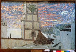 シチリアの村、ドムフアンの舞台デザイン、モリエール作、1910年（キャンバス上のテンペラ） 作： Aleksandr Jakovlevic Golovin