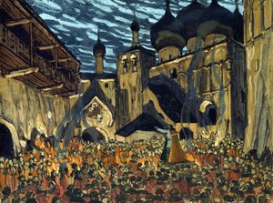 N.リムスキー＝コルサコフのオペラ「プスコフの乙女」の舞台デザイン - ゴローヴィン（Alexander Yakovlevich, 1863-1930） - 1901 - 厚紙にテンペラ - 39x52 - 個人蔵