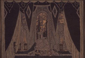 J.-Bによる劇ドン・ファンの舞台デザイン。モリエール、1910年 作： Aleksandr Jakovlevic Golovin