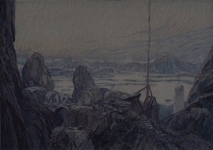 演劇の舞台デザイン、H。イプセン作「海からの女性」（1905年） 作： Aleksandr Jakovlevic Golovin
