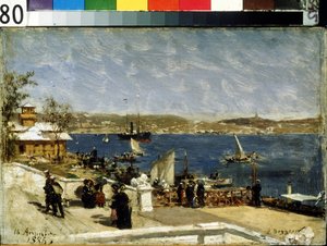 セバスト ポールの海岸の遊歩道 (セバスト ポールの海岸遊歩道)。 Alexander Karlovich Beggrov（1841-1914）による絵画。 キャンバスに油彩