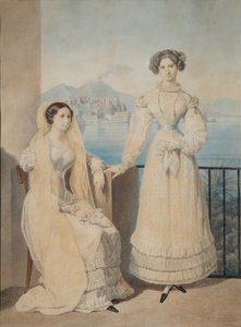 姉妹伯爵夫人ドロテア1804-1863とキャサリン1803-1888フォンティーセンハウゼンの肖像、1825年
