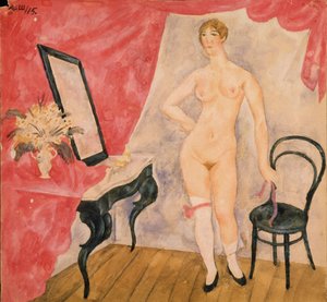 鏡の中の女性。 Alexander Vasilyevich Shevchenko（Alexander Shevchenko）（1883-1948）による絵画、キャンバスに油彩