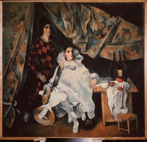 シラノのジャグリング兄弟。 (ピエロとハーレクインの衣装で)。 Alexander Vasilyevich Shevchenko（Alexander Shevchenko）（1883-1948）による絵画、キャンバスに油彩 作： Aleksandr Vasilievich Shevchenko