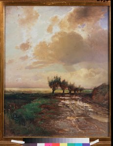 田舎道 - Alexei Kondratyevich Savrasov (1830-1897) の絵画、キャンバスに油彩 作： Alexei Kondratjewitsch Sawrassow
