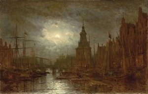 アムステルダムの夜、1870年代 作： Aleksei Petrovich Bogolyubov