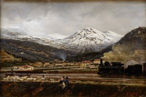 ボゴリウボフ（Alexei Petrovich Bogolyubov）（1824-1896）の「山の風景 作： Aleksei Petrovich Bogolyubov