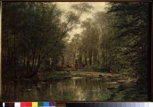 「ノルマンディーのラ・ヴール (またはヴール) の風景」 アレクセイ・ペトロヴィッチ・ボゴリュボフ (ボゴリュボフまたはボゴリオウボフ) 作 (1824-1896) 1871年 国立トレチャコフ美術館、モスクワ 作： Aleksei Petrovich Bogolyubov