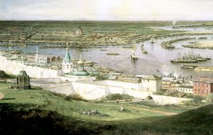 「ニジニ ノヴゴロドの眺め」、1878 年。 作： Aleksey Bogolyubov