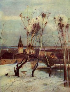 「鴉が到着した」、1871 年、1965 年。 作： Aleksey Savrasov