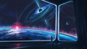 ブラックホールと惑星の眺め