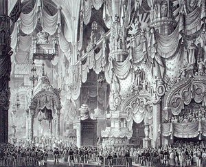 フェルディナンド1世(1793-1875)の戴冠式(ミラノ大聖堂) 作： Alessandro (after) Sanquirico