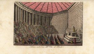 ギリシャ・アテネの「Odeon of Athens」または「Odeon of Pericles」の内部 作： Alessandro (after) Sanquirico