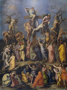 十字架からの降下 - アレッサンドロ アローリ (1535-1607) による絵画、キャンバスに油彩 (70x54 cm)、1560 年頃 - (十字架からの降下、A. アローリによるキャンバスに油彩、1560 年頃) - プラド美術館、マドリッド 作： Alessandro Allori
