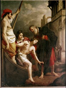 セント・ジュリアンのおもてなし（油彩・キャンバス 作： Alessandro Allori