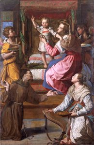 「聖フランシスコとルーシーと一緒の聖母子」、1583年 作： Alessandro Allori