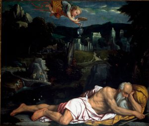 眠れるエリー アレッサンドロ・ボンヴィチーノ・ディット・イル・モレット（1498-1554）の絵画 ブレシア、ヴェッキオのドゥオモ 作： Alessandro Bonvicino Moretto