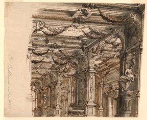 舞台美術：宮殿内部 作： Alessandro Galli Bibiena, 1686 – 1748