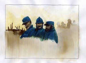 第一次世界大戦: 第一次世界大戦中のフランス兵 アレッサンドロ・ロナティによるカラー画 作： アレッサンドロ・ロナティ