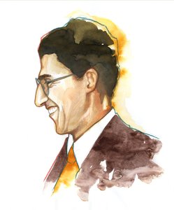 チェーザレ パヴェーゼ (1908-1950) の肖像 - イタリアの作家 - アレッサンドロ ロナティによるイラスト 作： アレッサンドロ・ロナティ