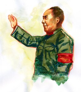 中国共産党の革命家であり、中華人民共和国の建国の父である毛沢東の肖像 作： アレッサンドロ・ロナティ