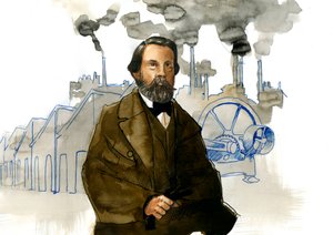 フリードリヒ・エンゲルス (1820-1895)、ドイツの社会主義理論家および政治家の肖像 作： アレッサンドロ・ロナティ