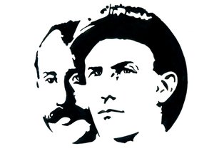 オービル (1871-1948) とウィルバー ライト (1867-1912) の肖像 アメリカの航空の先駆者 (ライト兄弟、オービルとウィルバーのアメリカ人の兄弟、発明家、航空のパイオニア) 作： アレッサンドロ・ロナティ