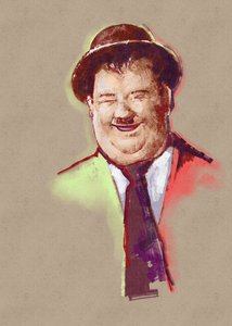 コメディアンのオリバー・ハーディの肖像 (イラスト) 作： アレッサンドロ・ロナティ