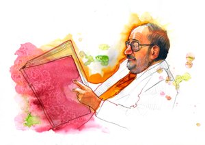 イタリアの知識人ウンベルト・エーコの肖像 (1932-2016) 作： アレッサンドロ・ロナティ