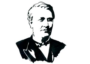 物理学者トーマス・エジソン (1847-1931) の肖像画