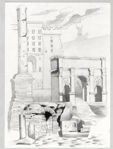 ローマのローマ時代の遺跡、フォーラム (foro romano) アレッサンドロ・ロナティ作。 作： Alessandro Lonati