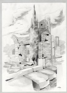 ローマのローマ時代の遺跡、フォーラム (foro romano) アレッサンドロ・ロナティ作。 作： Alessandro Lonati