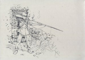第二帝国 (1852-1870): 歩兵の射撃、オーストリア軍の兵士、オーストリア ハンガリー語 (オーストリア ハンガリー語) 作： アレッサンドロ・ロナティ