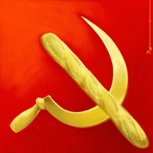 鎌と杖。 フランスにおける共産主義の寓意。 2010年 アレッサンドロ・ロナティによるカラードローイング。 作： アレッサンドロ・ロナティ