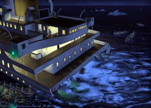 View of the transatlantic liner Titanic at the time of the sinking on 14 and 15 April 1912. Illustration by Alesandro Lonati. 2010   1458932   ja       japanese Successfully Translated  Original: Sport. Bullfighting. The Matador thrusting the sword: the es 作： Alessandro Lonati