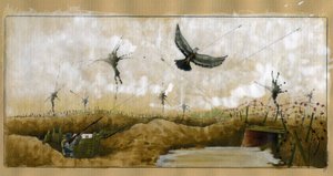 第一次世界大戦: メッセージを運ぶリョコウバト 1914-1918 年 (第一次世界大戦: メッセージを運ぶ伝書鳩を撃つドイツ兵 作： Alessandro Lonati