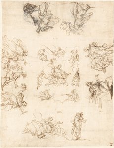 寓意と神話が描かれた仕切りのある天井 作： Alessandro Maganza