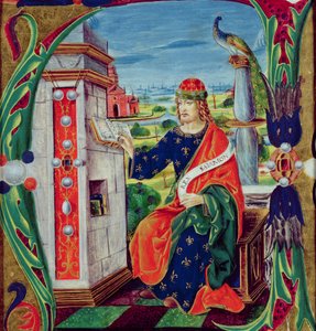 ロンバーディ学校のソロモン王を描いた歴史的な最初の「A」、c.1499-1511 作： Alessandro Pampurino